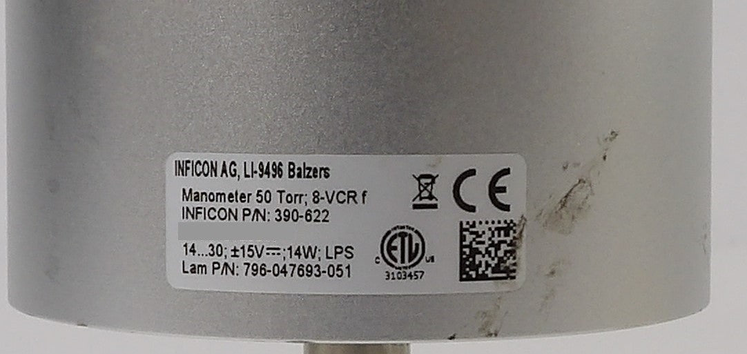 Inficon 390-622 Diaphragm Gauge Manometer Lam 796-047693-051 Working
