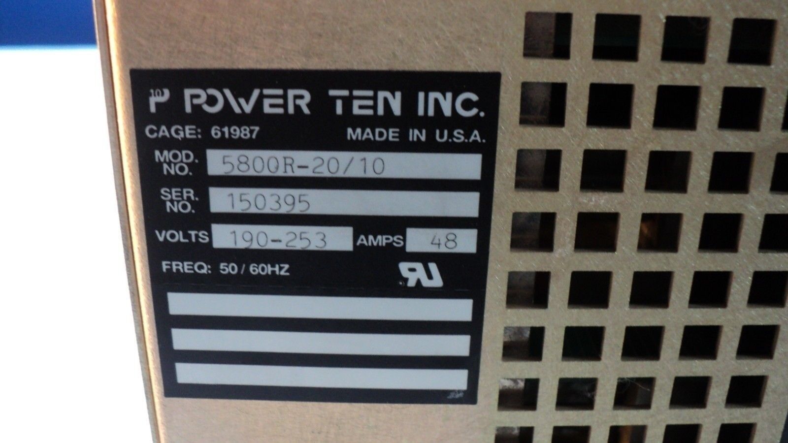 Power Ten 5800R-20/10 DC Dual Output Power Supply Working Surplus