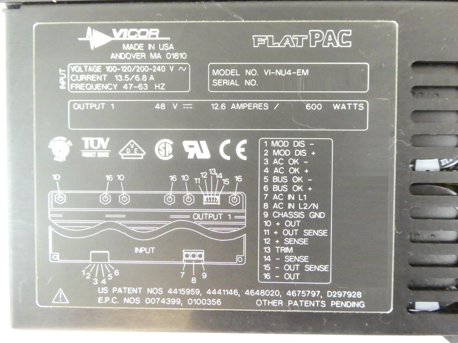 Vicor VI-NU4-EM Switching Power Supply FlatPAC Reseller Lot of 2 Working Surplus