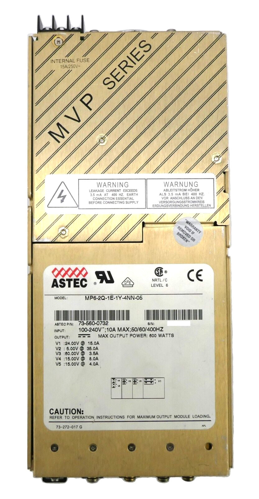 Astec 73-560-0732 Power Supply Module MP6-2Q-1E1Y-4NN-05 Working Surplus