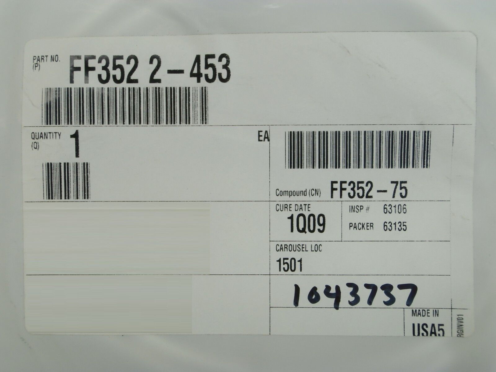 Parker Seals FF352 2-453 O-Ring Ultra Parofluor Seal FF352-75 1043737 New