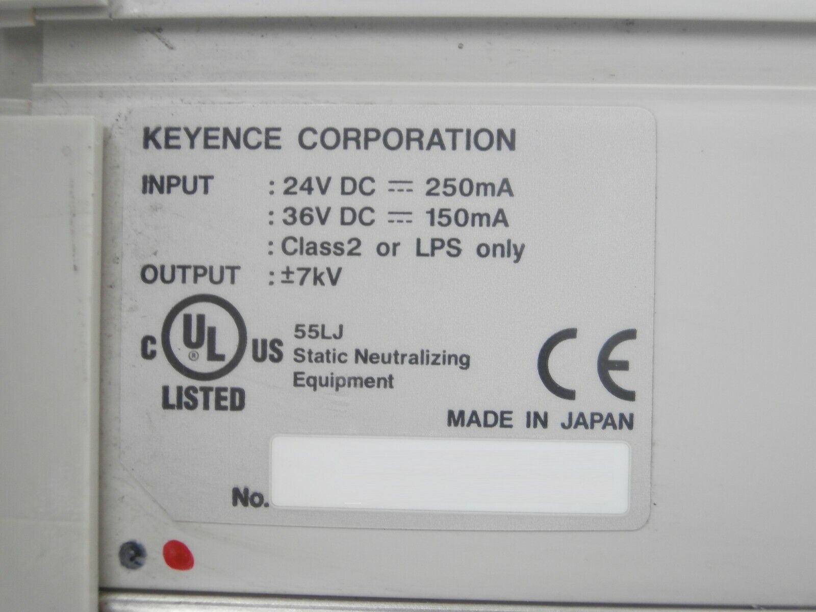 Keyence SJ-R036 Static Eliminator System Set with Controller Lot of 2 Working