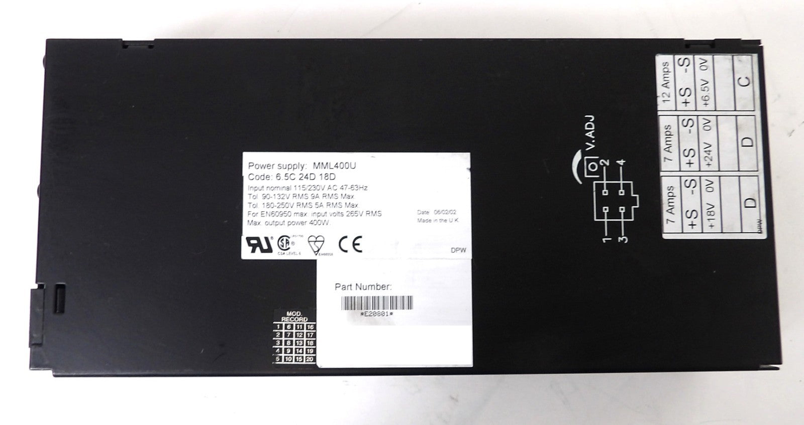 TDK-Lambda E20801 AC/DC Power Supply Omega Series MML400U Lot of 3 Working