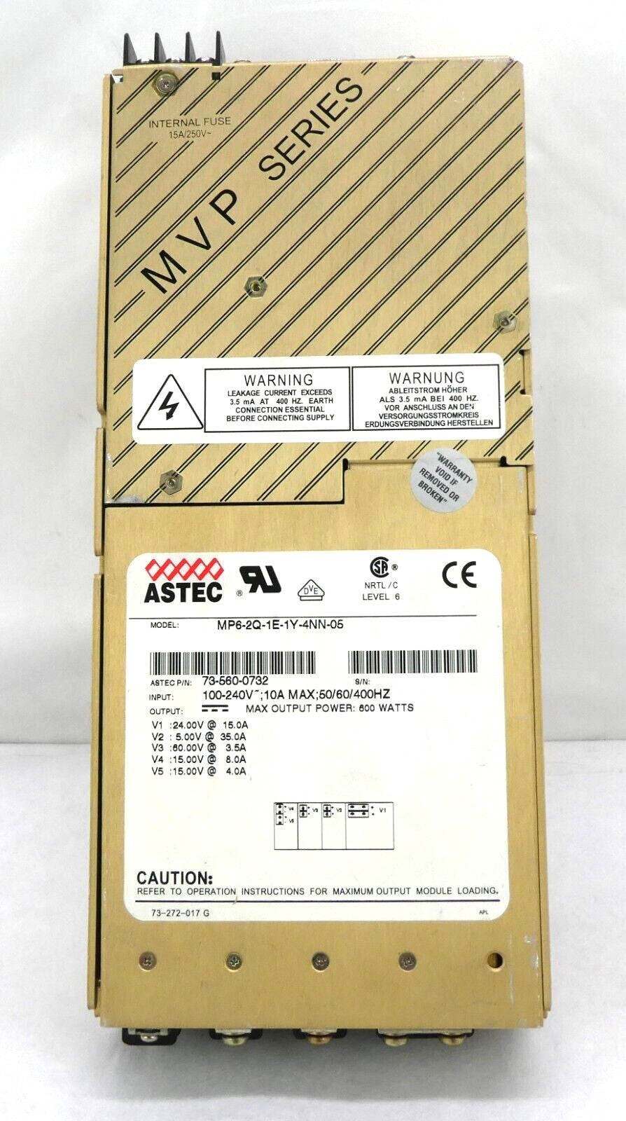 Astec 73-560-0732 Power Supply Module MP6-2Q-1E1Y-4NN-05 Working Surplus