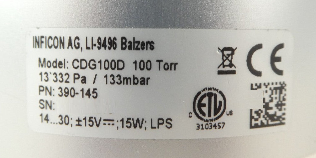 Inficon 390-145 Capacitance Diaphragm Gauge CDG100D Reseller Lot of 6 Working