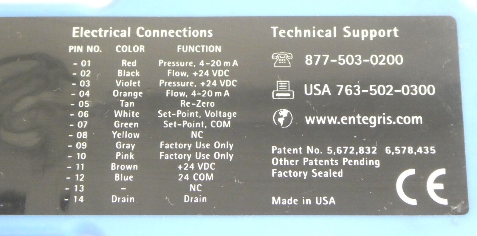 Entegris 6500-T6-F03-H04-M-P2-U1 Integrated Flow Controller Broken Tab Working