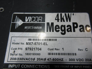 Vicor MX7-5701-EL Power Supply 4kW MegaPac Used Working