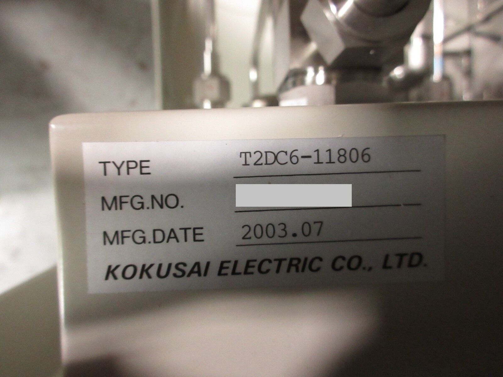 Kokusai Electric T2DC6-11806 Hot N2 Unit TPG-Z-OHV 042-323-5400 Working Surplus