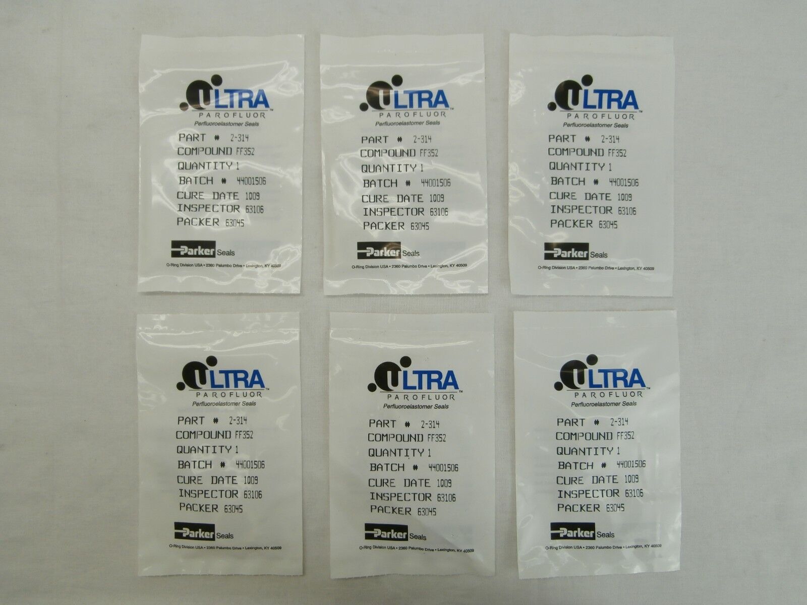 Parker Seals 2-314 O-Ring Ultra Parofluor Seal FF352 Reseller Lot of 6 New