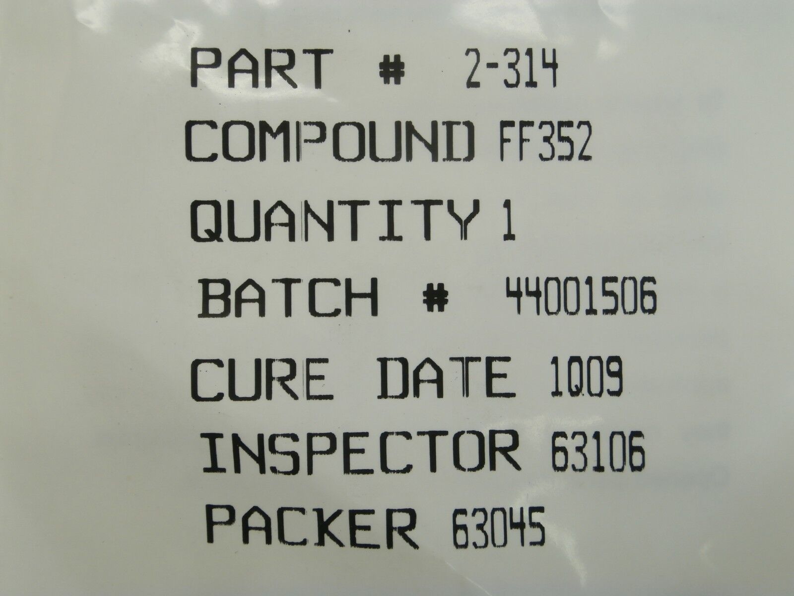 Parker Seals 2-314 O-Ring Ultra Parofluor Seal FF352 Reseller Lot of 6 New