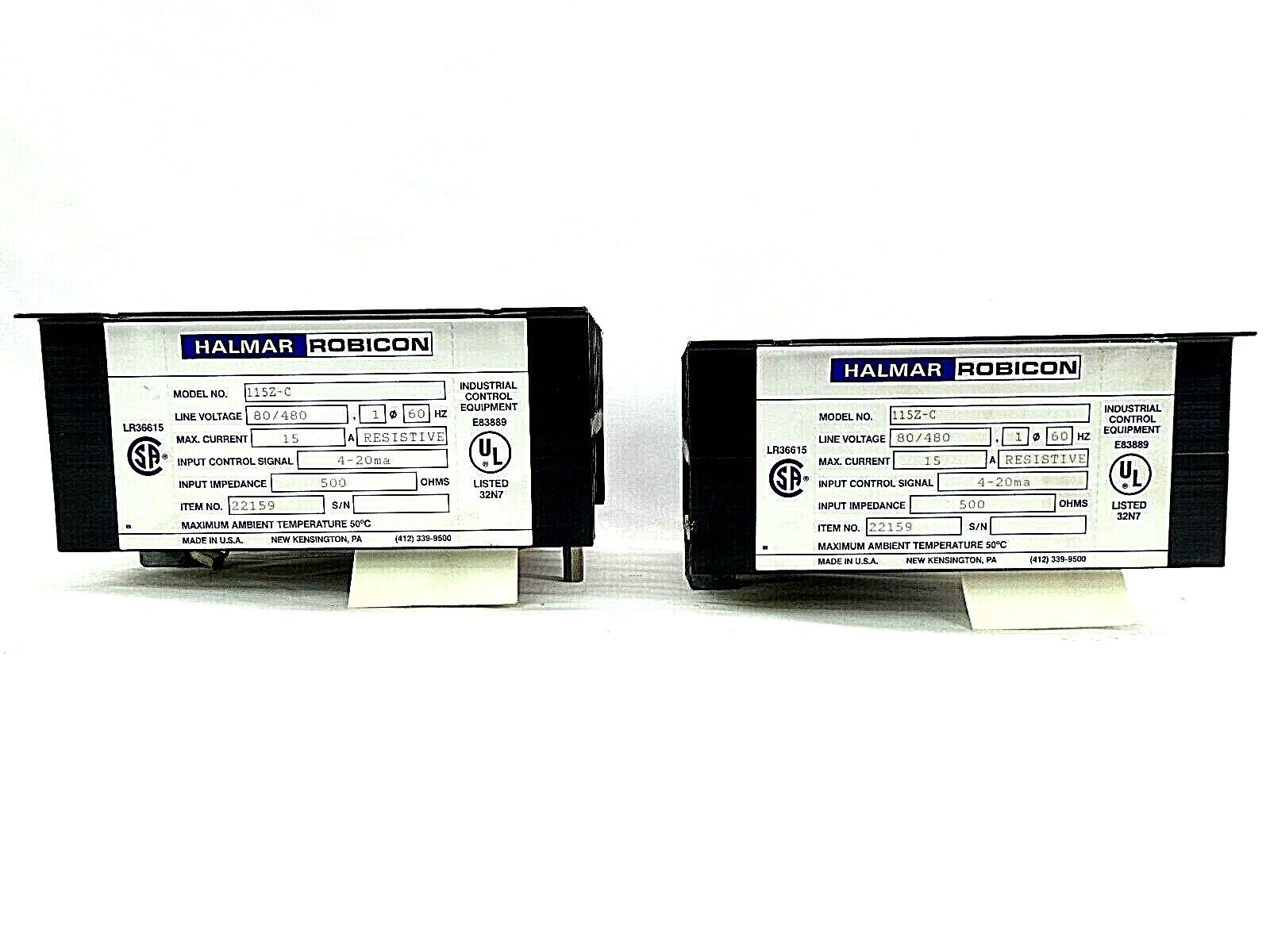 Halmar Robicon 22159 SSR Power Control Panel 115Z-C Lot of 2 Working Surplus