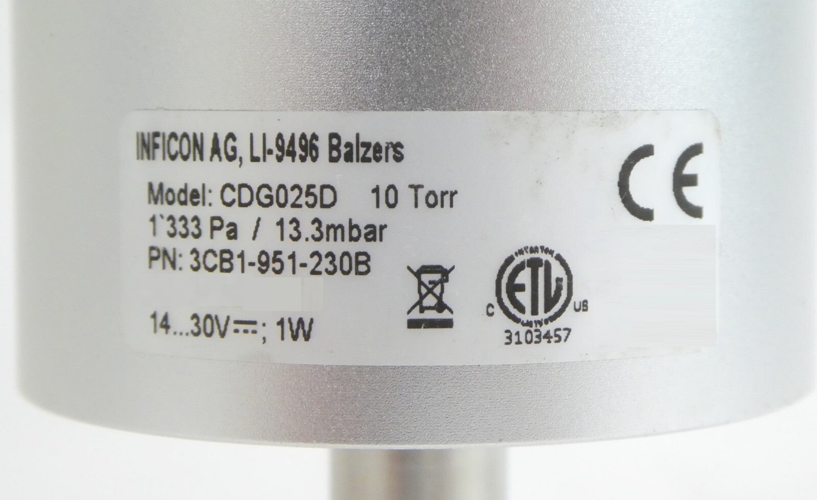 Inficon 3CB1-951-230B Capacitance Diaphragm Gauge CDG025D Lot of 12 Working