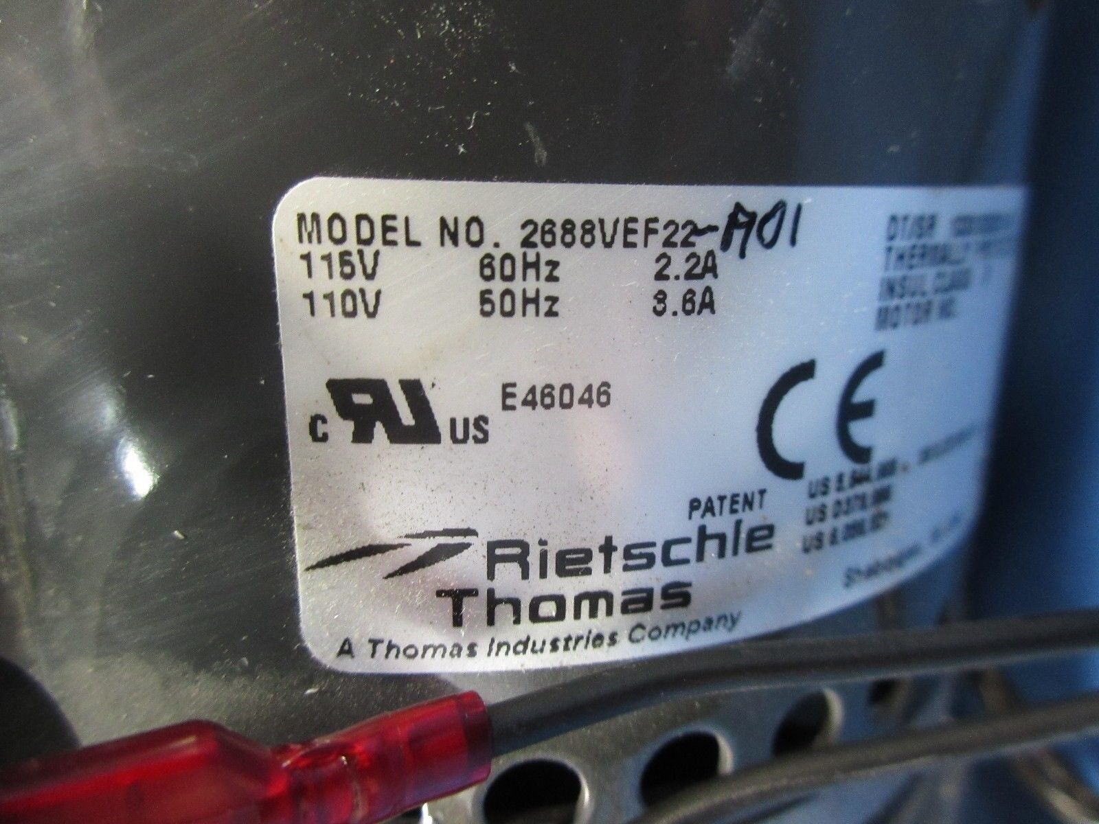 Rietschle Thomas 2688VEF22-A01 Pneumatic Pump Used Working