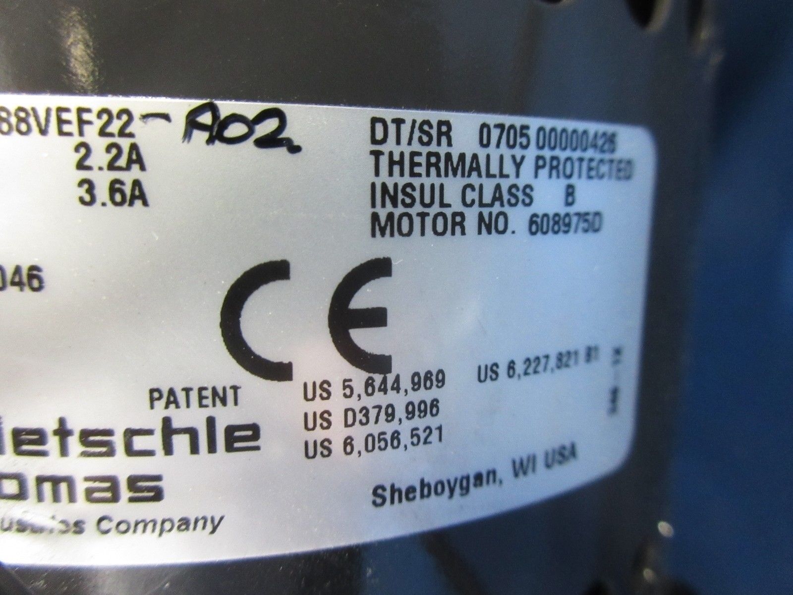 Rietschle Thomas A2688VEF22-A02 Pneumatic Pump Used Working
