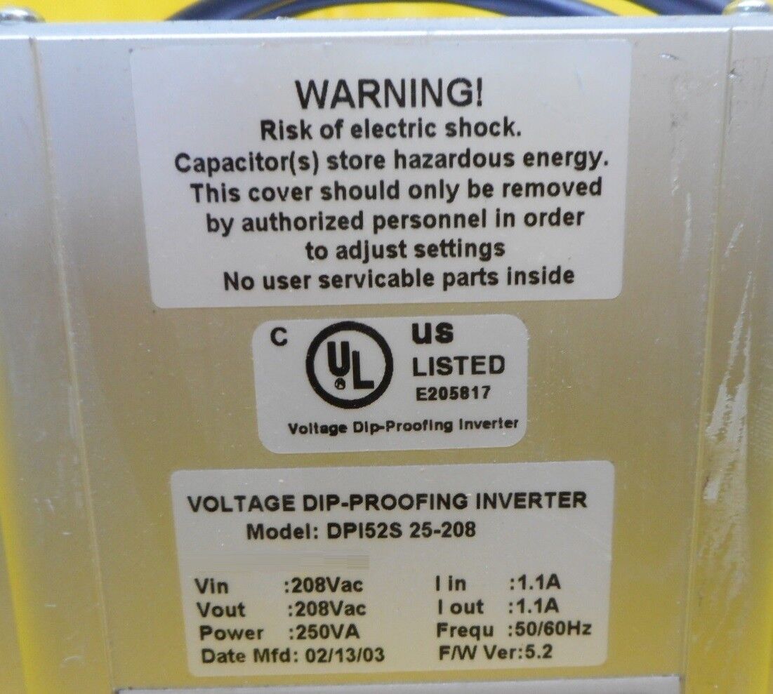 DIP Proofing Technologies DPI52S 25-208 Voltage Dip Proofing Inverter Used