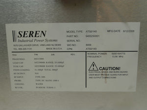 Seren IPS 9400250001 Automatic RF Matching Network AT50/140 5000W 13.56MHz Used