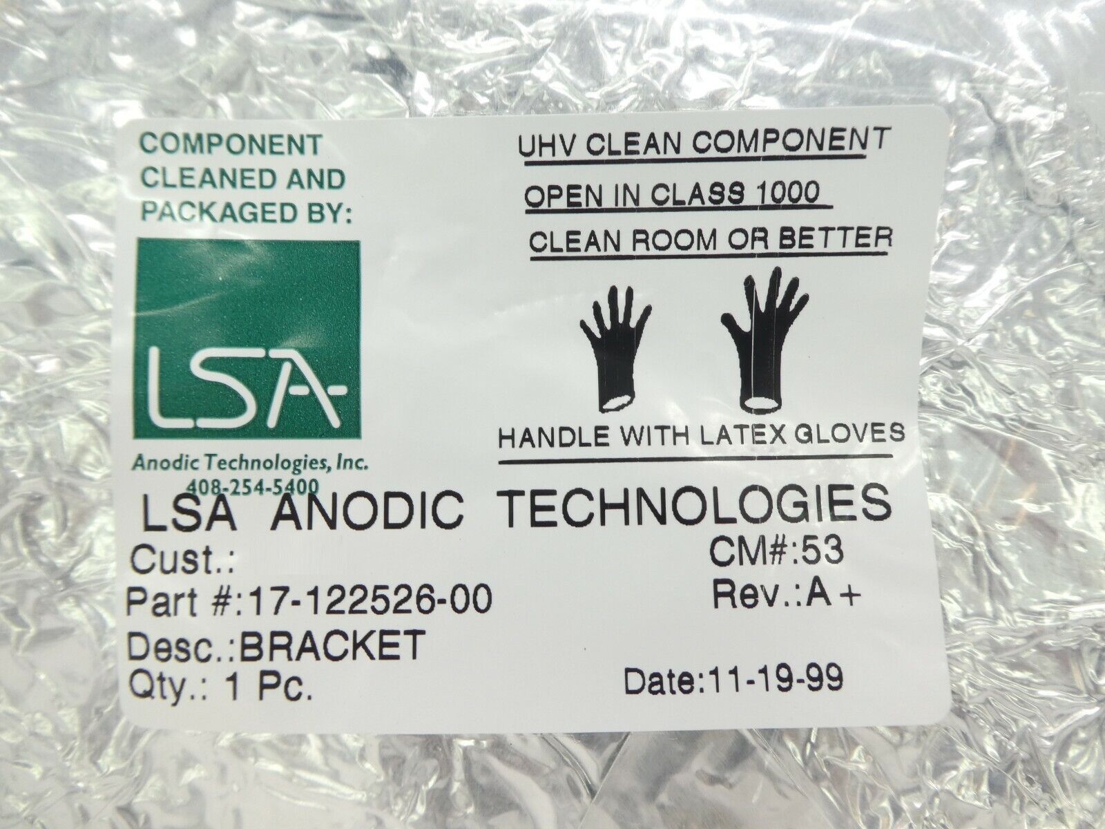LSA Anodic Technologies 17-122526-00 Bracket New Surplus