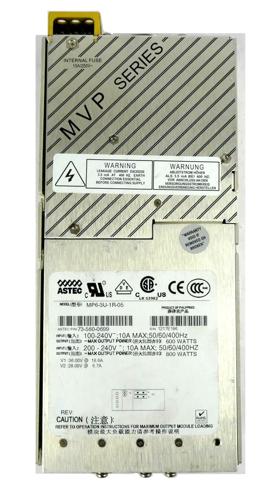 Astec 73-560-0699 Power Supply Module MP6-3U-1R-05 Working Surplus