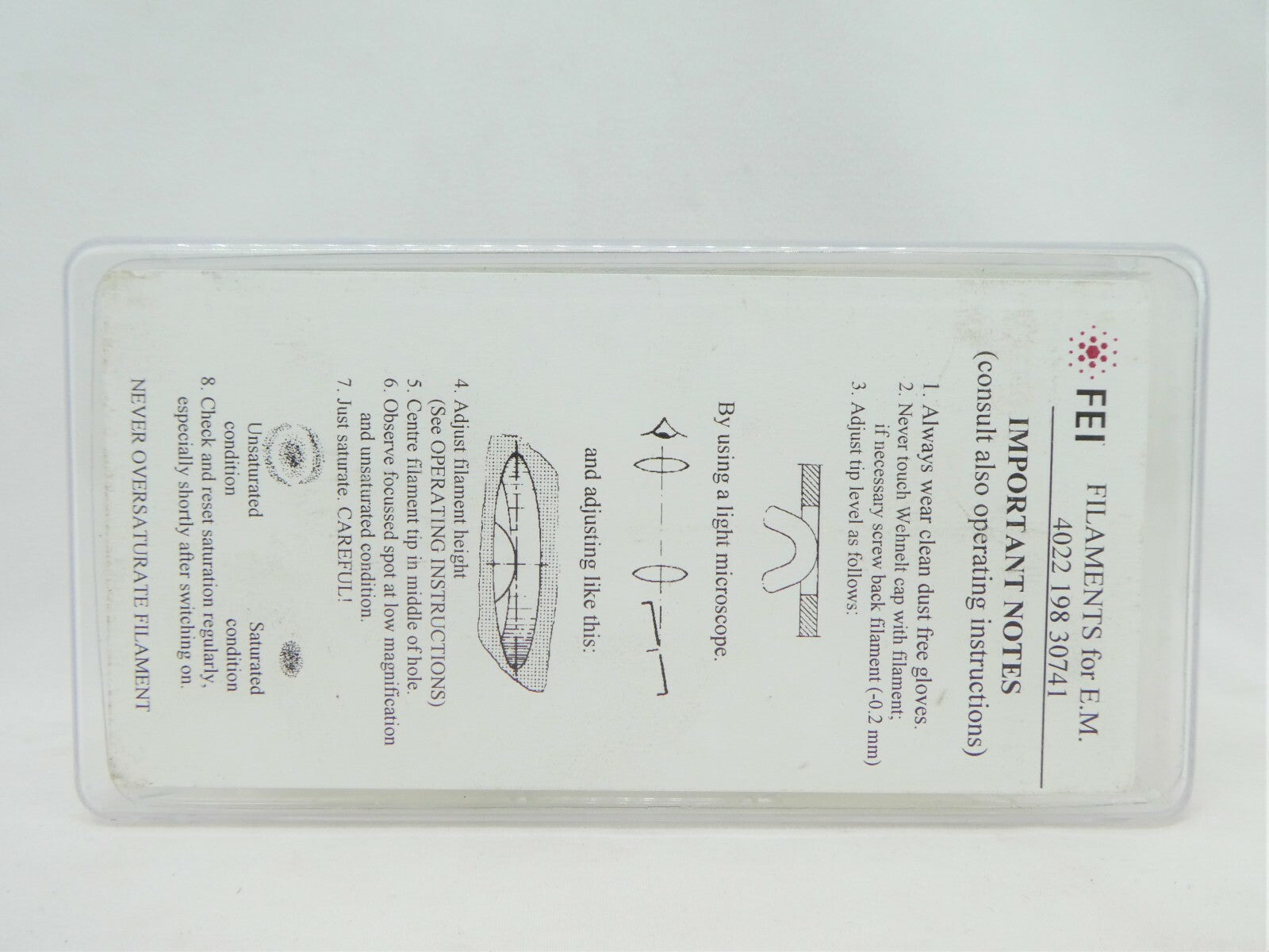 FEI 9432 052 50001 E.M. Filaments 4022 198 30741 Reseller Lot of 8 XL 30 New