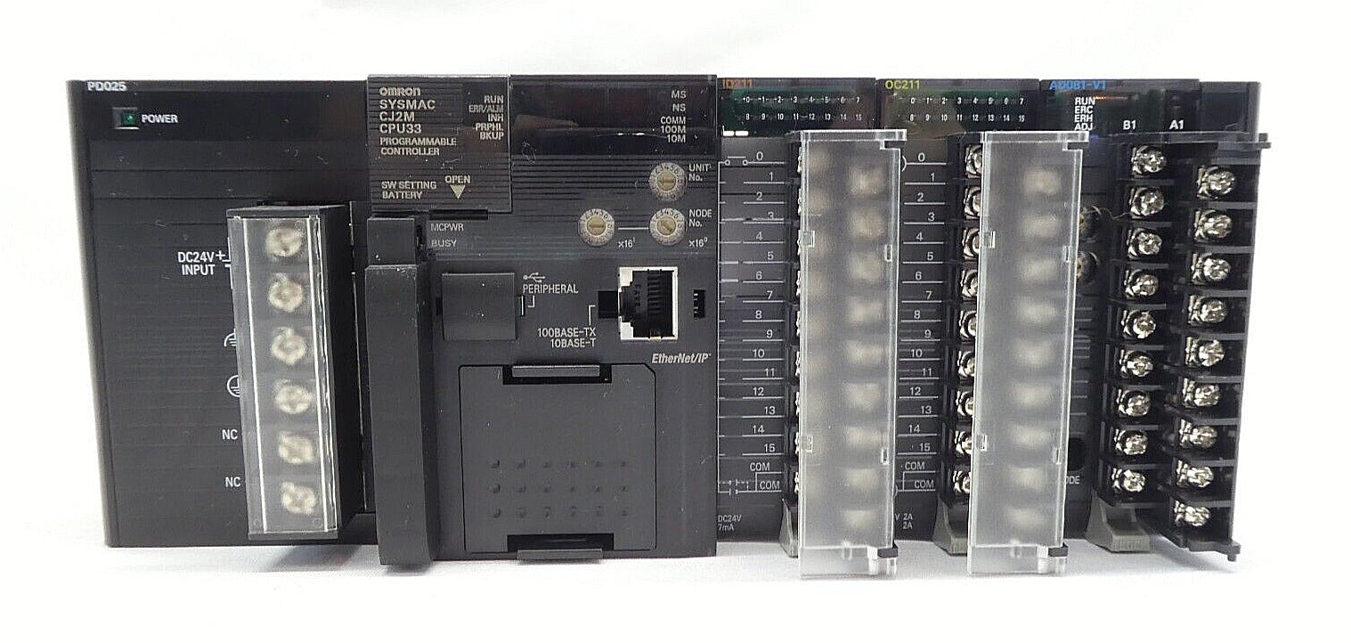 Omron SYSMAC Programmable Logic Controller PLC CJ2M-CPU33 CJ1W-PD025 CJ1W-ID211