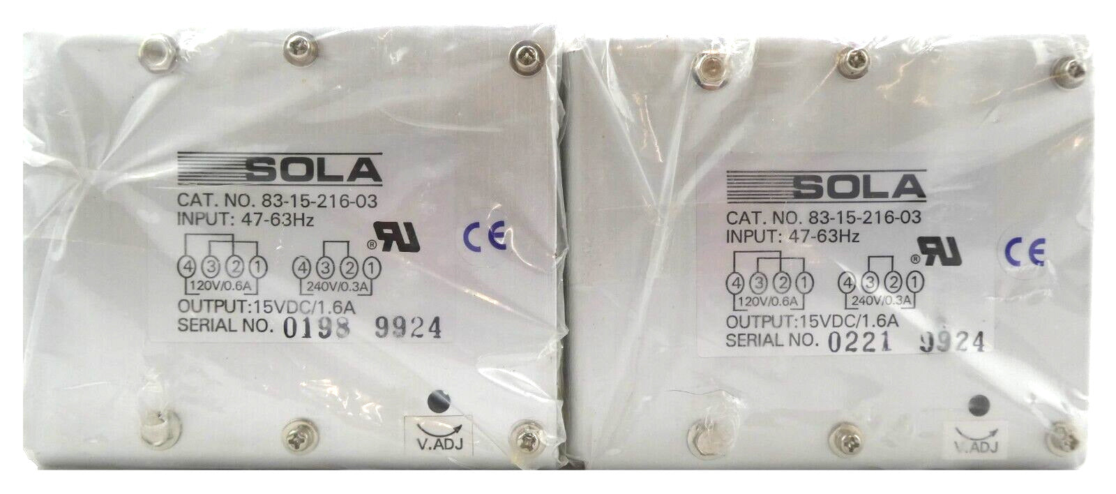 Sola Linear 4010029 DC Power Supply 15vdc 1.6A Reseller Lot of 2 New Surplus