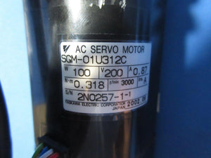 Yaskawa SGM-01U312C AC Servo Motor 100W 200V 0.87A r/min 3000 Used Working