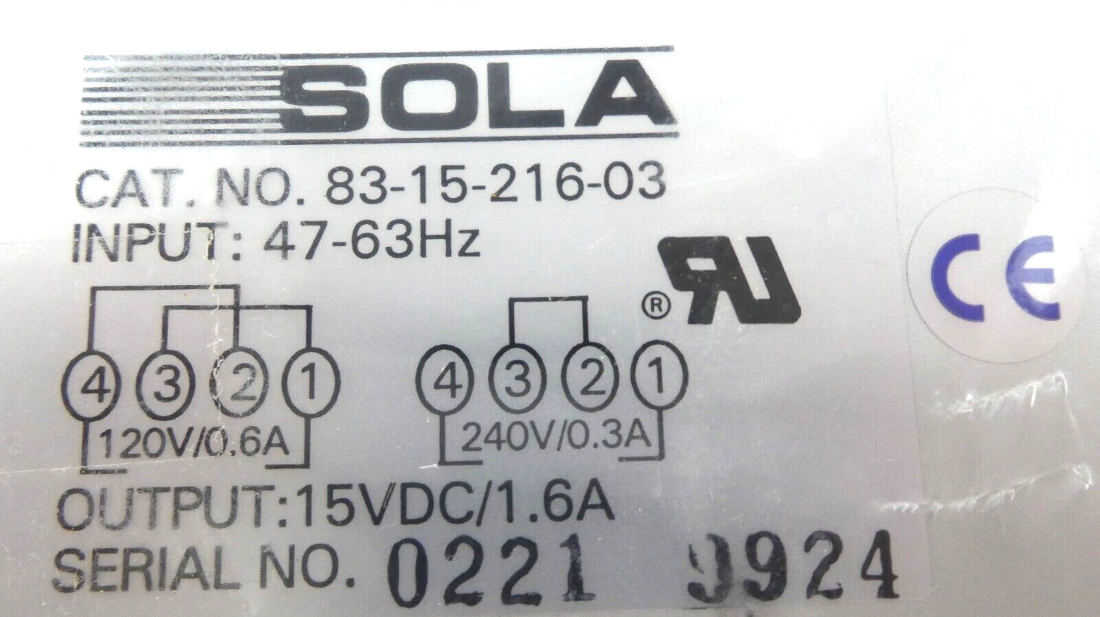 Sola Linear 4010029 DC Power Supply 15vdc 1.6A Reseller Lot of 2 New Surplus