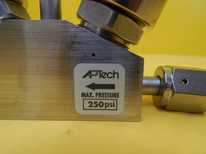 APTech AP3550S DUAL V FV4FV4FV4 HPS/2 3-Way Pneumatic Valve Used Working
