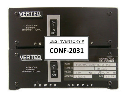 Verteq Process Systems Megasonic Sunburst-Turbo Dual Power Supply Stack Working