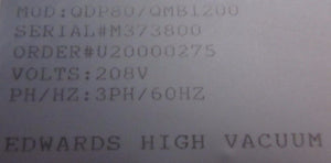 Edwards QDP80/QMB1200 Control Box Novellus Concept II Altus Used Working