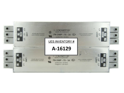 Schaffner FN 258P-75-34 Book-style EMC/RFI Filter Reseller Lot of 2 Working