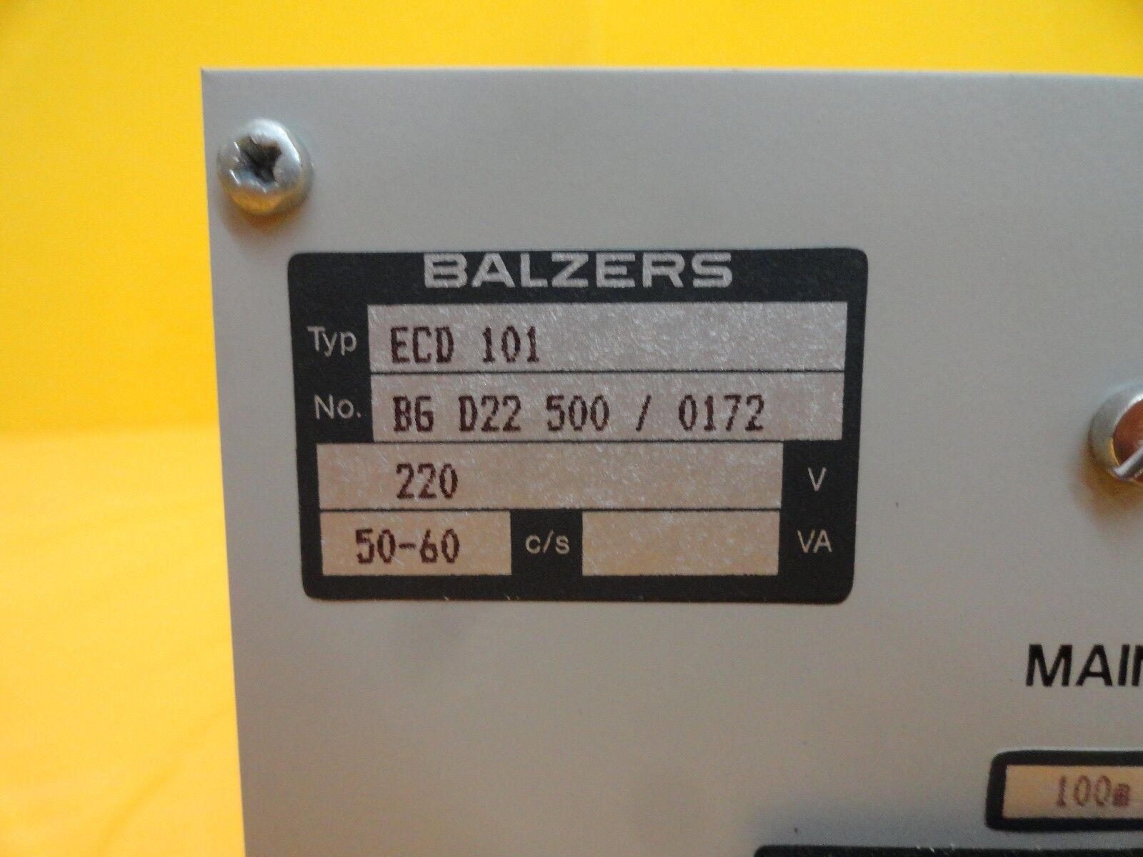 Balzers BG D22 500 Current Display Module ECD 101 ECD101 Used Working