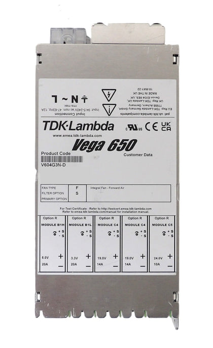 TDK-Lambda V604G3N-D Power Supply Vega 650 Sciex Spectrometer Working
