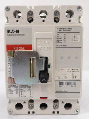 Eaton FD 35k Circuit Breaker FD3025L FD3100L Reseller Lot of 3 Working Surplus