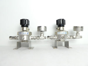 Parker 43600759 High Purity Regulator Valve W/ Gauge HFR90TS4PB6V Lot of 2 Used