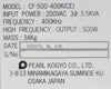 Pearl Kogyo CF-500-400K(CE) 500W RF Power Supply Working Surplus