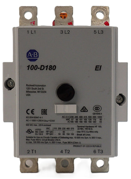 AB Allen-Bradley 100-D180 Industrial Contactor 100-D Working Surplus