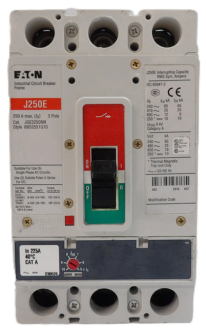Eaton JGE3225FAG 3-Pole Circuit Breaker J250E JGE3250NN Cutler Hammer New