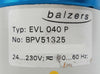 Balzers BPV51325 Right Angle Vacuum Isolation Valve EVL 040 P Working Surplus