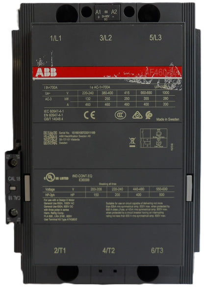 ABB 60947-4-1 Industrial 3-Pole Contactor AF460-30 CAL18-11 Chipped Working