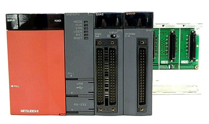 Mitsubishi MELSEC-Q PLC Control Assembly Q02HCPU QX42 QY41P Damaged Case As-Is