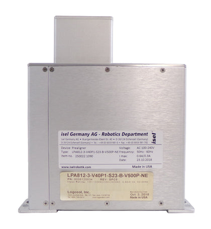 Isel LPA812-3-V40P1-S23-B-V500P-NE Wafer Prealigner Logosol 9008120834 Untested