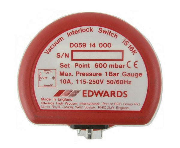 Edwards D059 14 000 Vacuum Interlock Switch IS16K with Plug Working Su ...