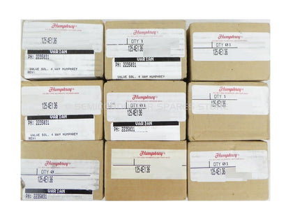 Humphrey 125 4E1 36 24 VDC Solenoid Valve 1254E136 Varian 2235031 Lot of 9 New