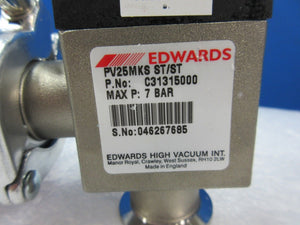 Edwards C31315000 Isolation Valve with D02182000 Pirani Gauge Used Working