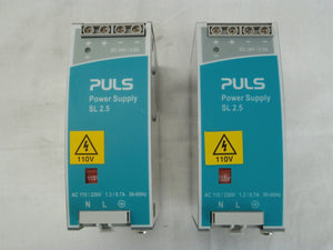 PULS SL2.100 DIN Rail 24.5 VDC Power Supply SL 2.5 Reseller Lot of 2 Used