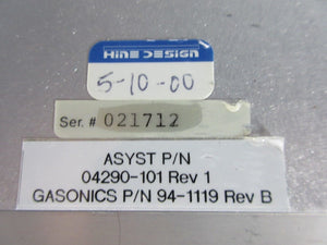 Asyst 04290-101 Load Lock Elevator 94-1119 Used Working
