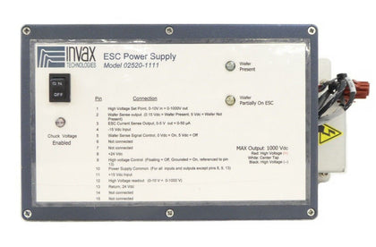 Invax 02520-1111 ESC Electrostatic Chuck Power Supply Assembly Working Surplus