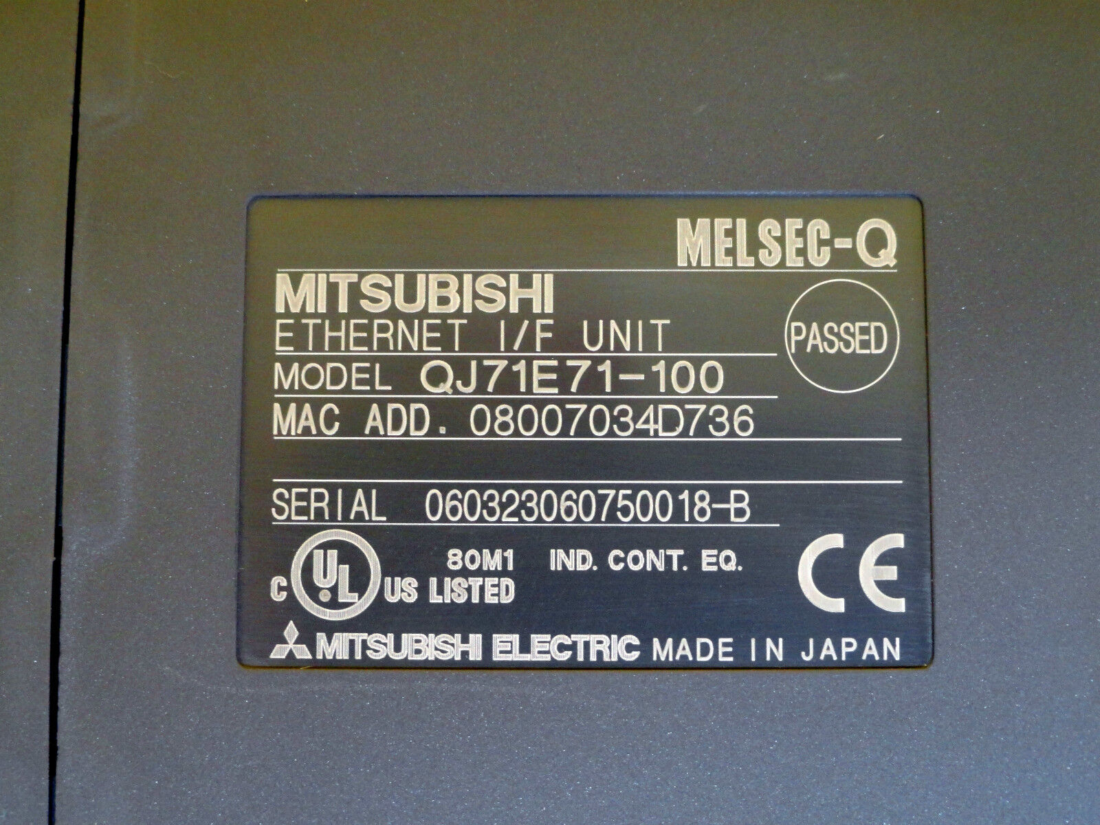 Mitsubishi Ethernet I/F Unit QJ71E71-100 Used Working