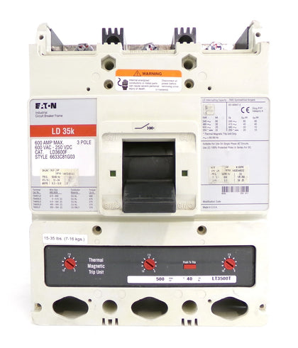 Eaton 6633C81G03 LD 35k 3-Pole Circuit Breaker LD3600F Working